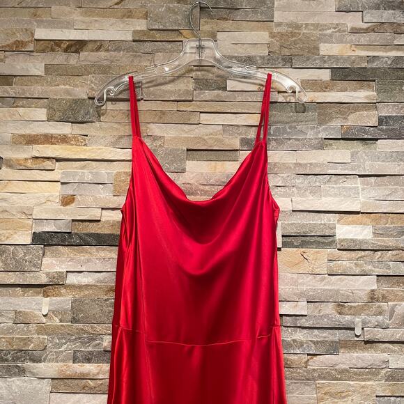 AX Paris Red Satin Maxi Dress | US 8 UK 12 Cowl, Formal Gown, Wedding, Party NWT - Picture 6 of 7